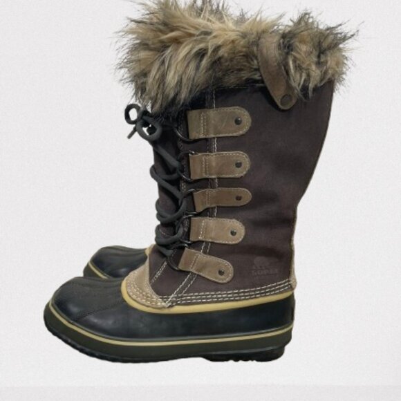 Sorel Joan of Arctic Tall Winter Boots Waterproof Faux Fur Size 8 Brown/Tan - Picture 6 of 9